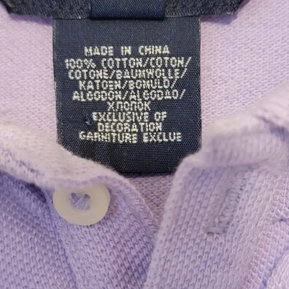 Ralph Lauren Girls Ruffle Polo Shirt Button Down Short Sleeve Purple 9M